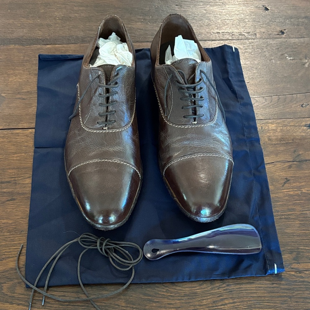 Bespoke handmade leather Italian men’s dress shoes.